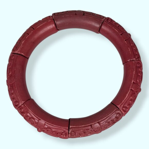 (2/$20) Avon Faux Cinnabar Floral Stretch Bracelet - Picture 4 of 5